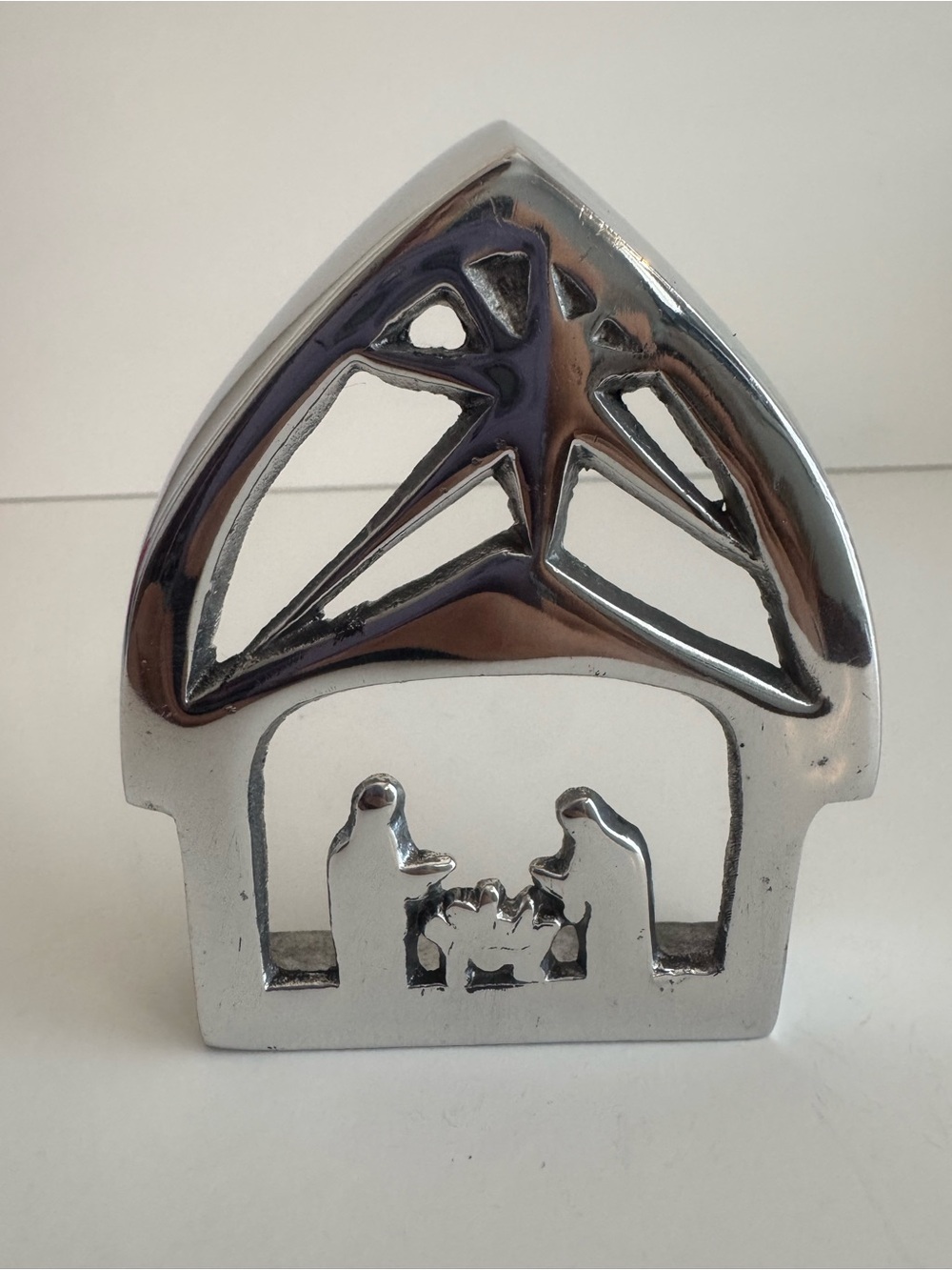 Silver Nickel Nativity Scene Figurine Decorative Piece
